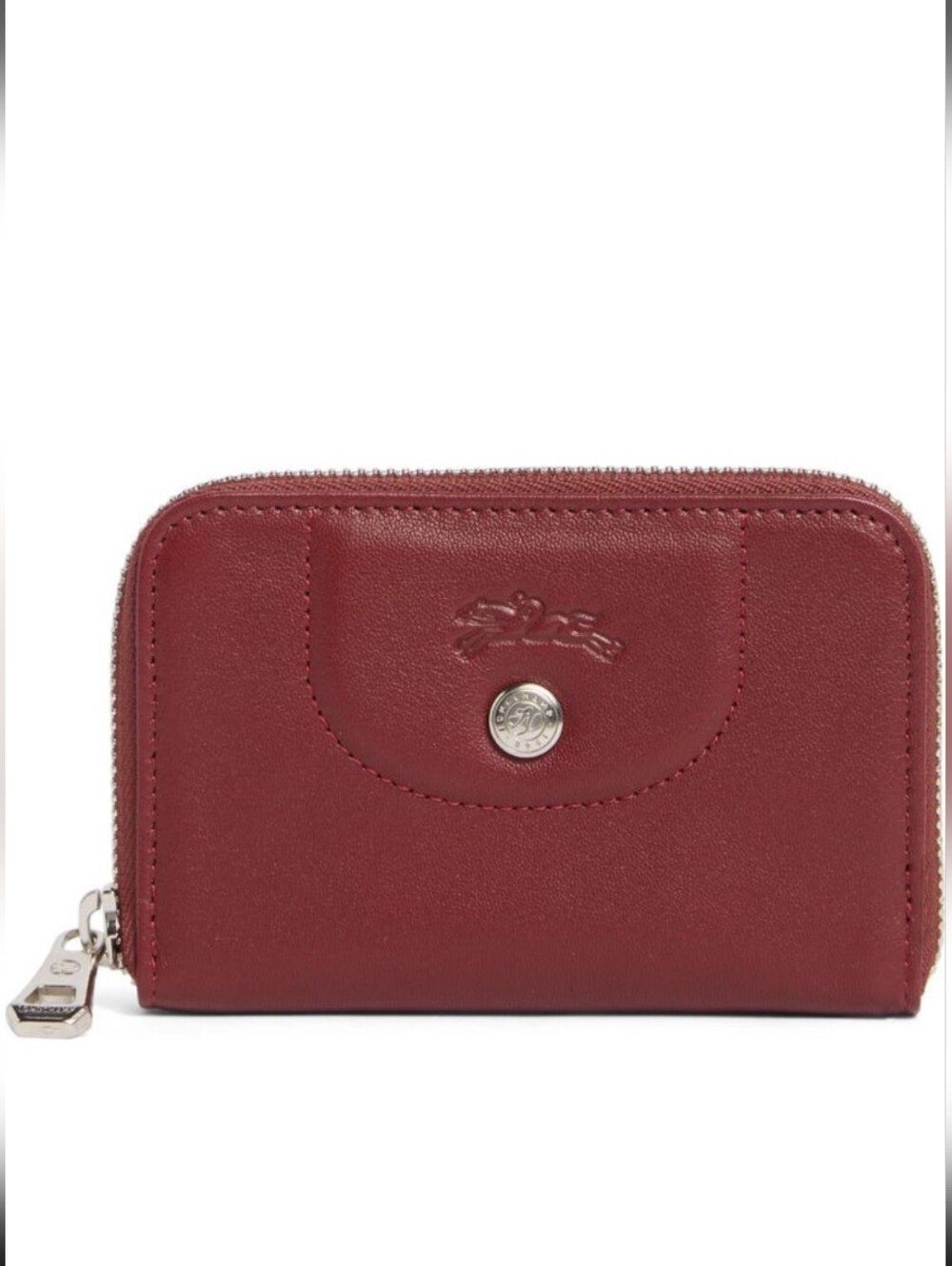 Longchamp Le Pliage Cuir Small Leather Coin Purse in Rouge Lacquer